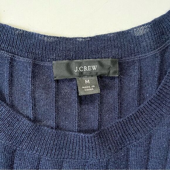 J.Crew *NAVY* Silk Cashmere Ribbed Cropped Tee Medium - Picture 5 of 9